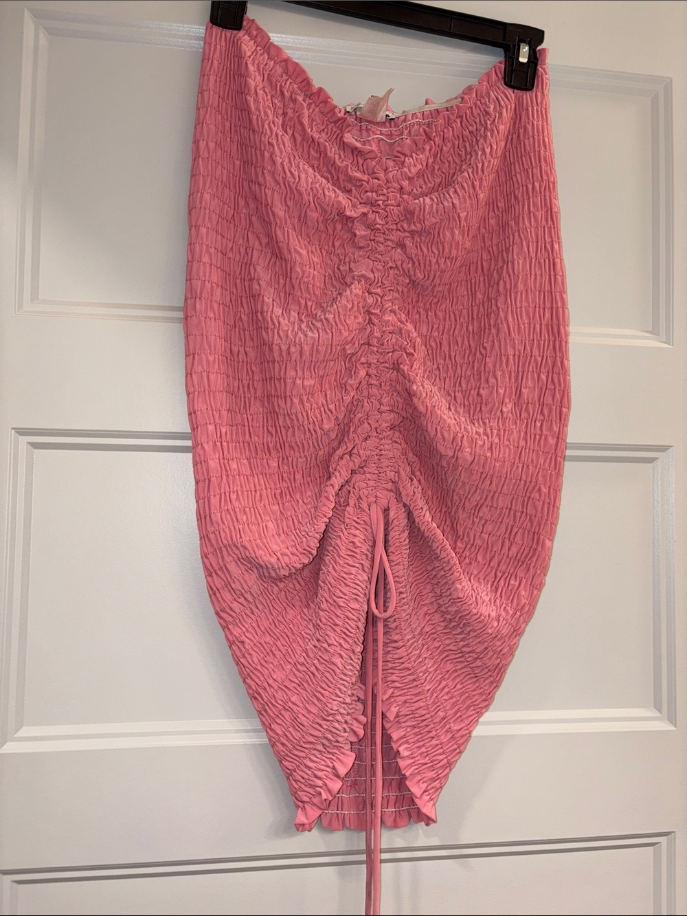 Pink Ruched Drawstring Midi Skirt - Picture 3 of 8
